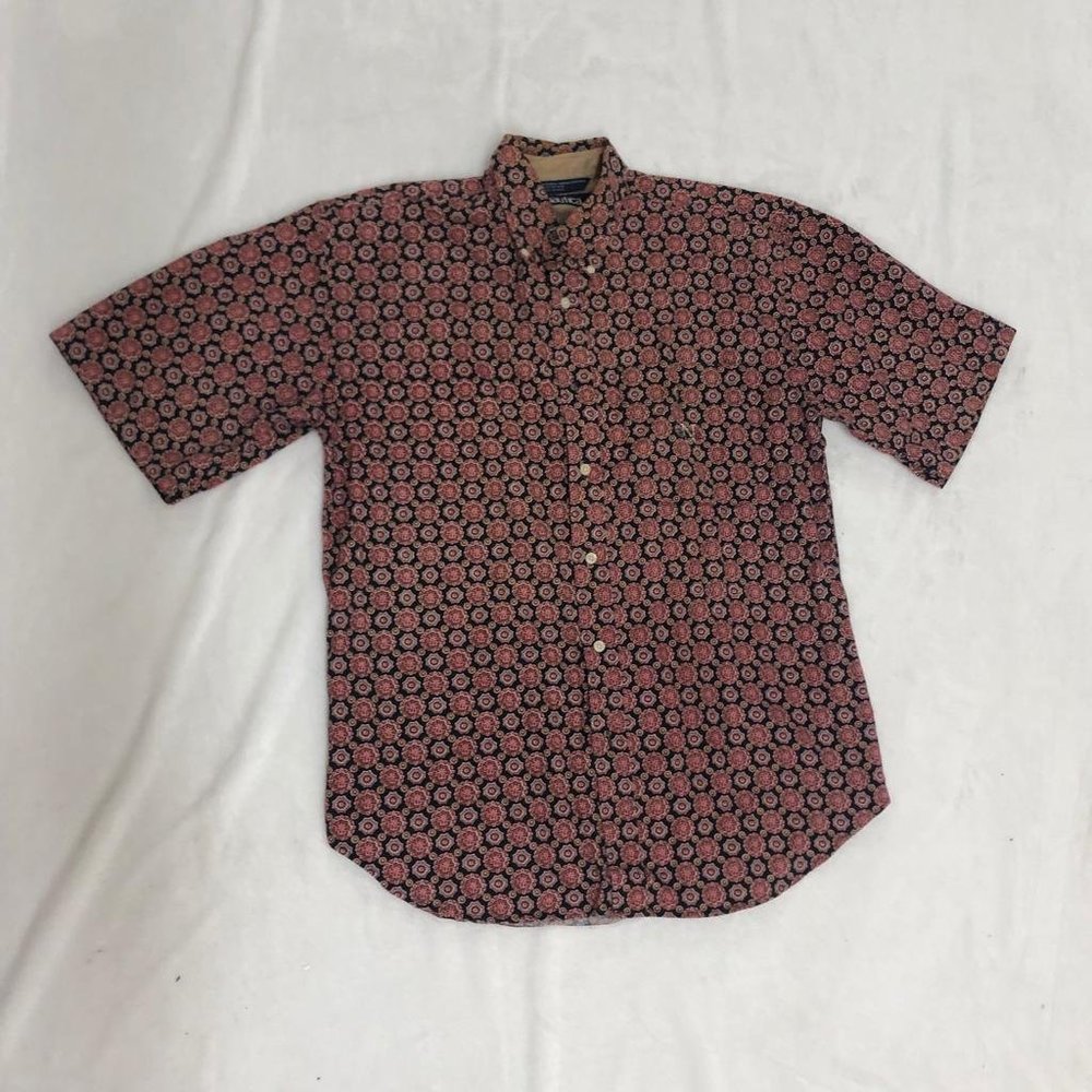 Vintage Nautica Shirt Red Large Bandanna Handkerchief Paisley Button Front Sz M.
